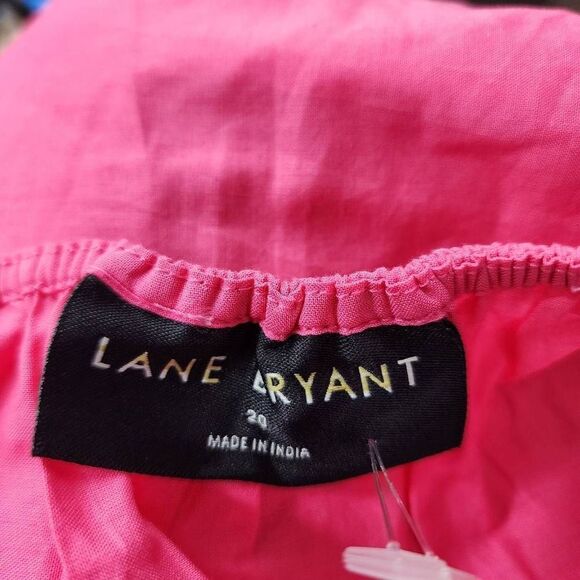 Lane Bryant Pink Ruffle Strap Eyelet Hem Sleeveless Top Size 20 - Picture 7 of 9